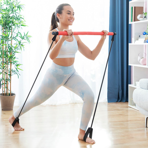 Barre de fitness avec bandes de résistance et guide d'exercices Resibar